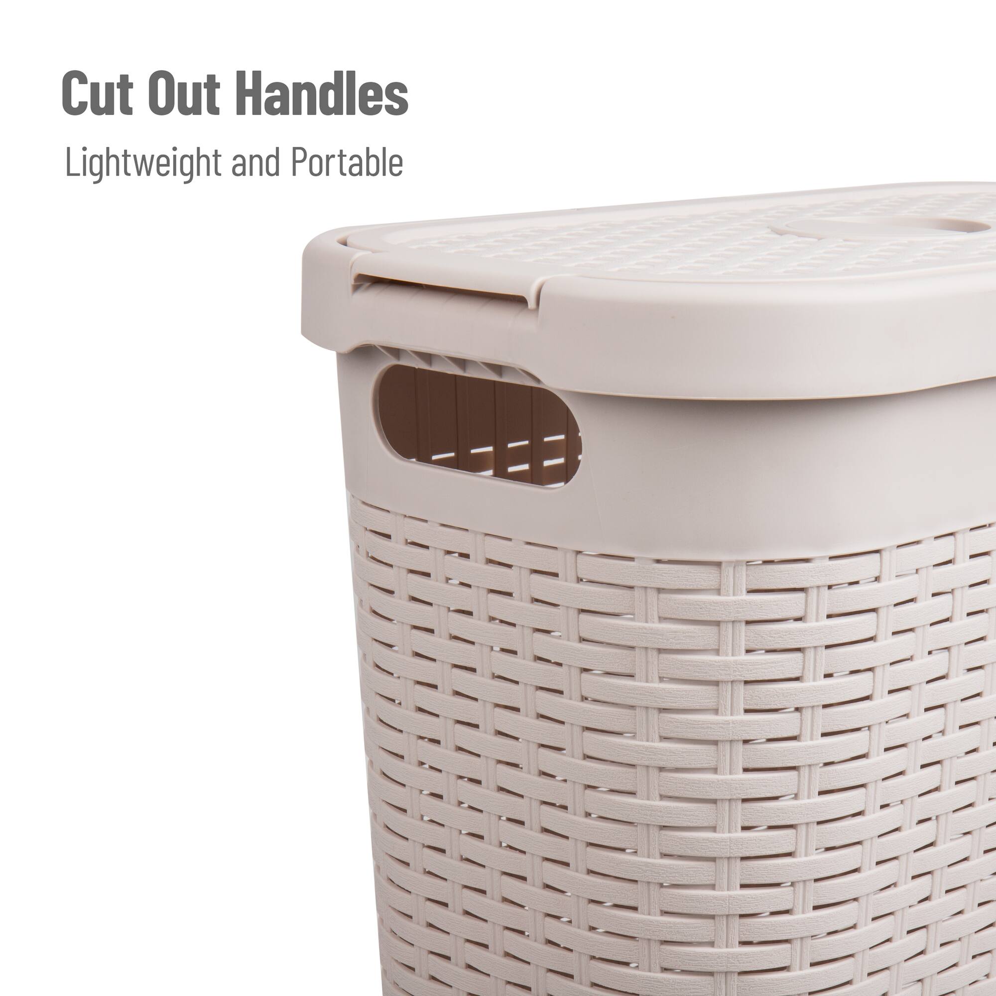 Mind Reader 40L Hamper Laundry Basket with Cutout Handles, 3-Pack
